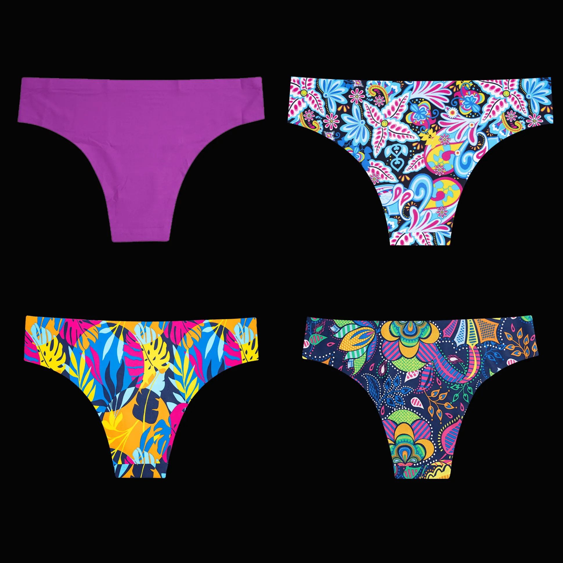 Floral Bundle - Ladies Seamless Brazilian Briefs 4 Pack Bundle