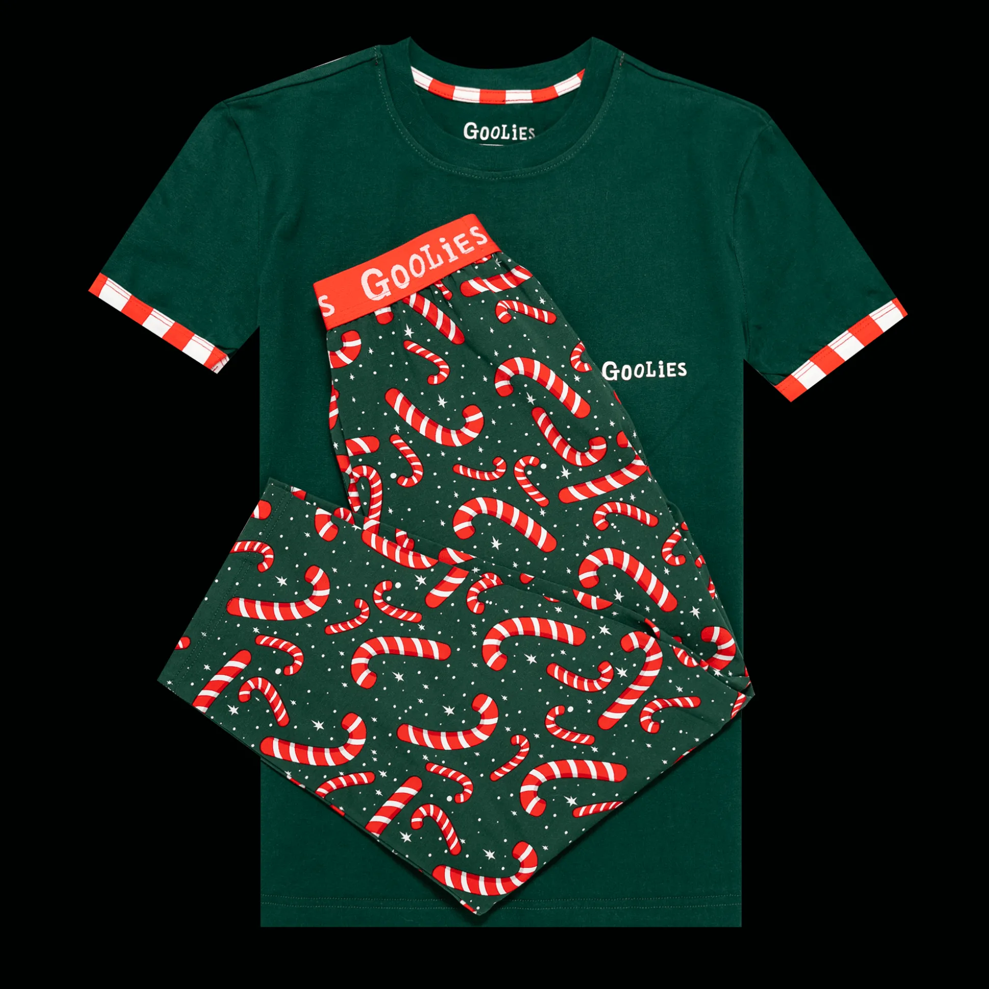 Goolies (Kids) Long Pyjamas - Candy Canes - Long & T-Shirt