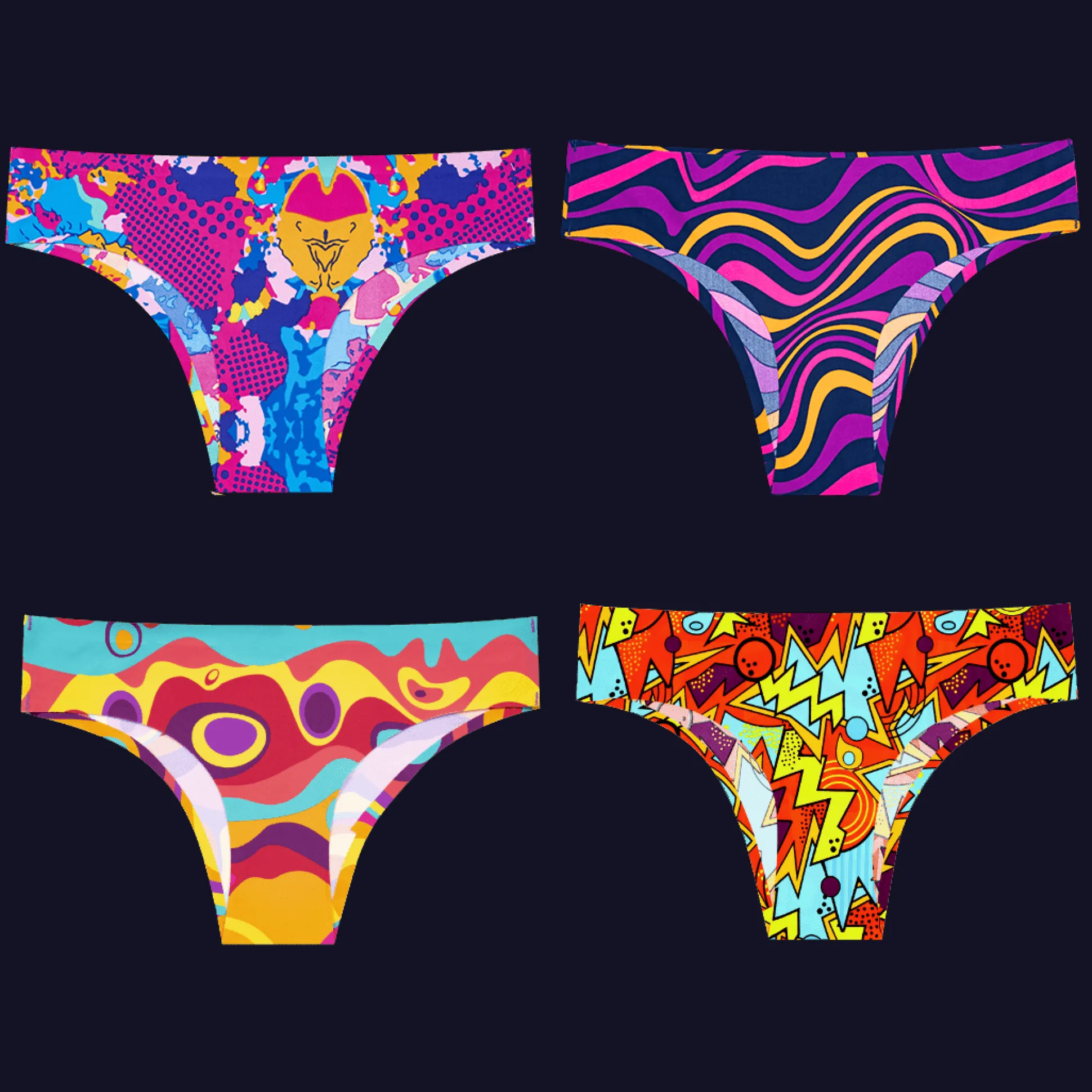Retro Bundle - Ladies Seamless Brazilian Briefs 4 Pack Bundle