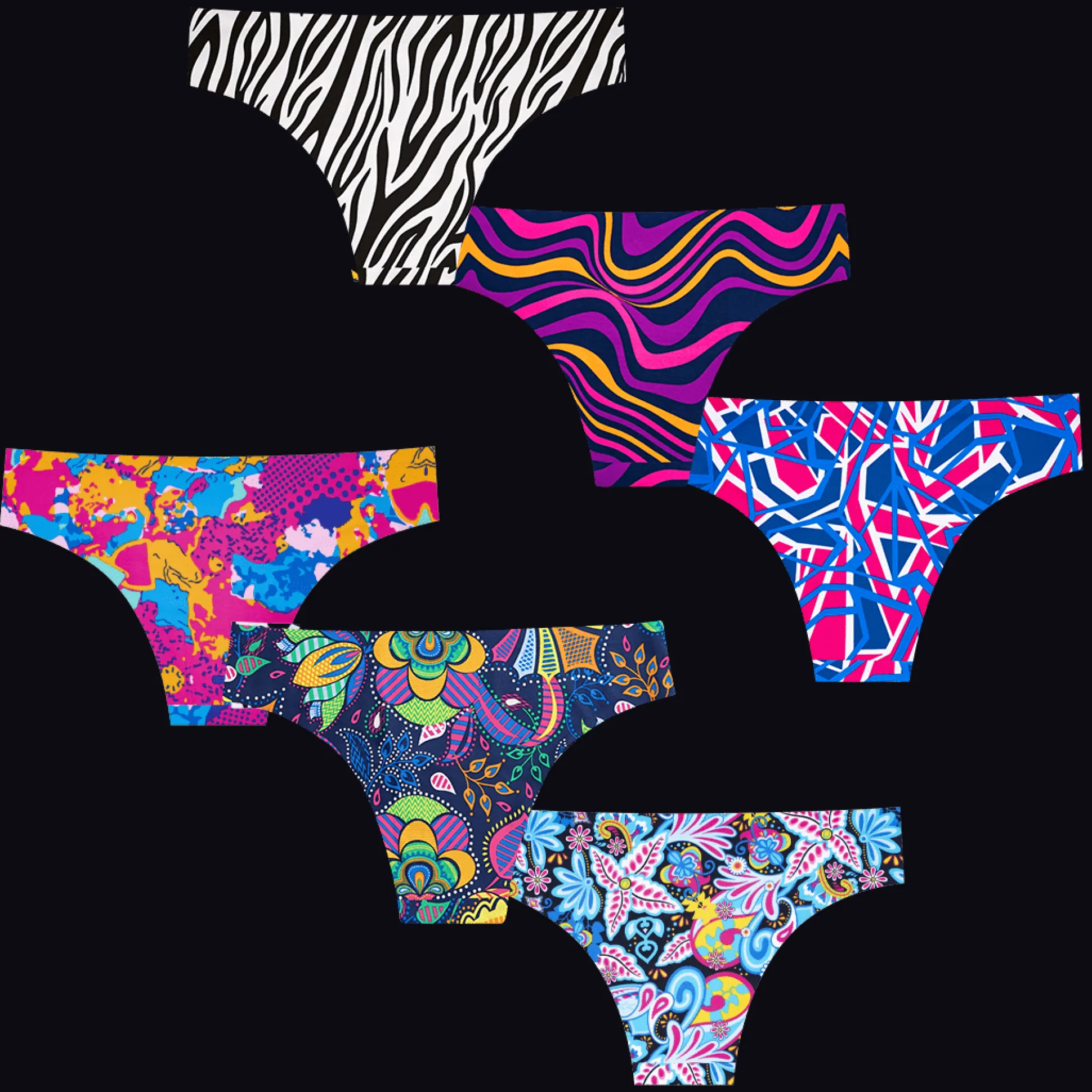 Wild Bundle - Ladies Seamless Brazilian Briefs 6 Pack Bundle
